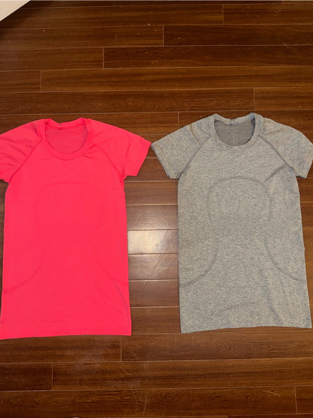 Pair of Lululemon Swiftly Tech Short Sleeve Tee’s Size 6 Gray / Pink
